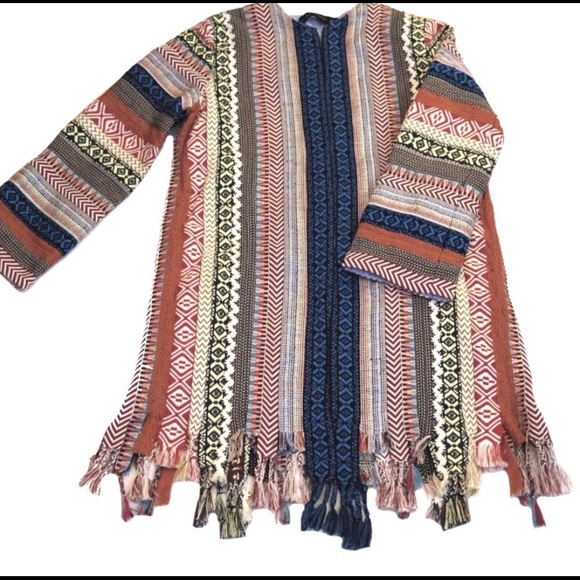 FREE SHIPPING - NWOT ZARA COAT WITH JACQUARD TRIM - Picture 3 of 4